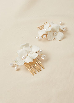 front Zweiteiliges Mini-Haarkamm-Set mit Blumenmuster