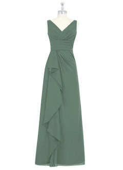 Azazie Julianna Bridesmaid Dresses Eucalyptus A-Line Chiffon Dress image6
