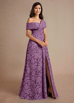 Azazie Milton Mother of the Bride Dresses Wisteria A-Line Pleated Floral Burnout Dress image3