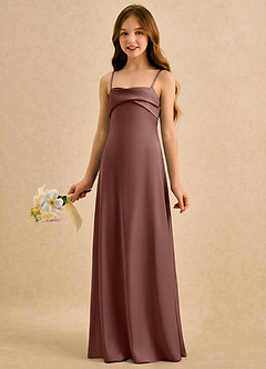 Azazie Mirabella Girls Formal vestidos de niña de las flores Vestido Expresado de Satén Elástico de Recto con Escote corazón image2