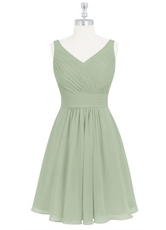 Azazie Grace Bridesmaid Dresses Dusty Sage A-Line Pleated Chiffon Dress image7