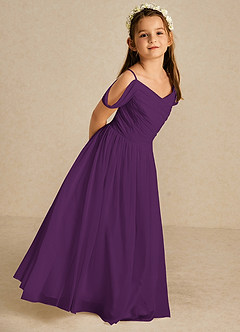 Azazie Chelle Flower Girl Dresses Grape A-Line Pleated Chiffon Dress image5