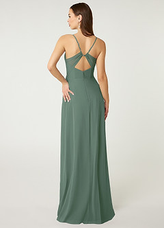 Azazie Minie Bridesmaid Dresses Eucalyptus A-Line Bow Chiffon Dress image2