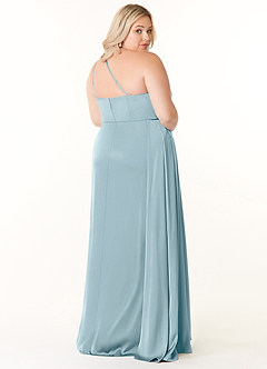 Azazie Maron Brautjungfernkleider A-Linie Eine Schulter Stretch-Satin Kleid Stimmungsvolles Blau image9