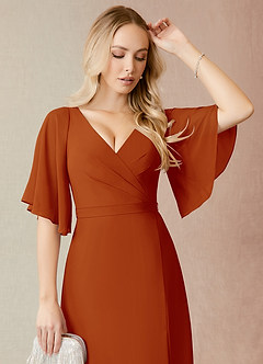Azazie Cierra Bridesmaid Dresses Paprika A-Line V-Neck Chiffon Dress image6