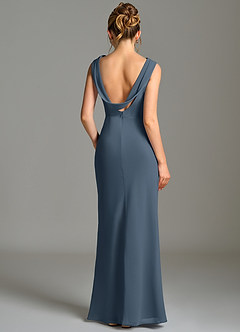 Azazie Kieryn Brautjungfernkleider Meerjungfrau-Linie Plissee Chiffon Kleid Neptunblau image2