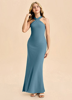 Azazie Doretta Junior Abito Tubino in Chiffon Plissettato Bermuda image3