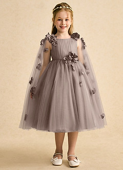 Azazie Staria Blumenmädchenkleider Ballkleid Gestreift Tüll Kleid Taupe image6