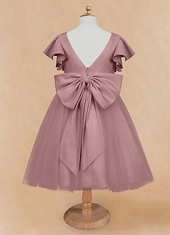 Azazie Kaeya Flower Girl Dresses Dusty Rose A-Line Bow Tulle Dress image6