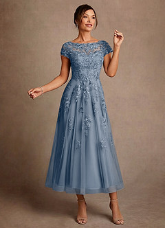 Azazie Jolanda Mother of the Bride Dresses Twilight A-Line Lace Dress image3