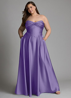 Azazie Meleena Bridesmaid Dresses Tahiti A-Line Strapless Stretch Satin Dress image9
