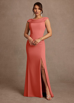 Azazie Irvine Mother of the Bride Dresses Salmon Pink A-Line Pleated Chiffon Dress image2