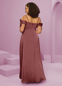Barbie ♥ Azazie Jurken voor bruidsmeisjes Jurk van Stretch Satijn met A-Lijn Off the Shoulder Amethist image9