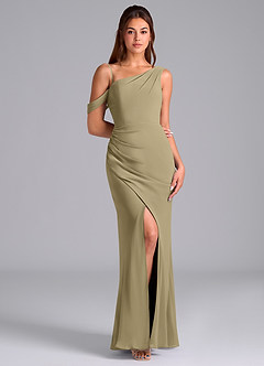 Azazie Madelyn Bridesmaid Dresses Moss Green Mermaid Off the Shoulder Chiffon Convertible Dress image3