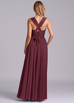 Azazie Darana Final Sale Cabernet A-Line Corset Chiffon Dress image7