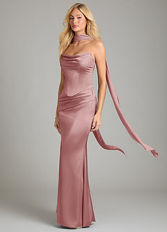 Azazie Sorrel Bridesmaid Dresses Dusty Rose Mermaid Strapless Stretch Satin Convertible Dress image1