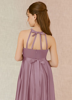 Azazie Arianthe Junior Vintage Mauve A-Line with Pockets Matte Satin Dress image7