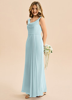 Azazie Evania Junior Linia A Pofałdowany Szyfon Długość podłogi Młodsza druhna Sukienka image4