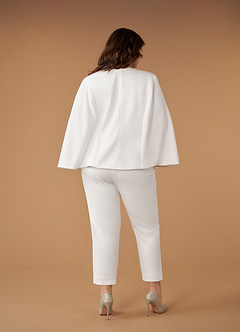 Azazie Tiffany At-home Try On Dresses Diamond White Pant Styles Lace Stretch Crepe Dress image9