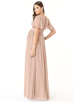 Azazie Verna Maternity Bridesmaid Dresses A-Line V-Neck Ruched Chiffon Floor-Length Dress image4