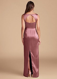 Azazie Flori Bridesmaid Dresses Vintage Mauve Sheath Side Slit Metallic Satin Dress image4