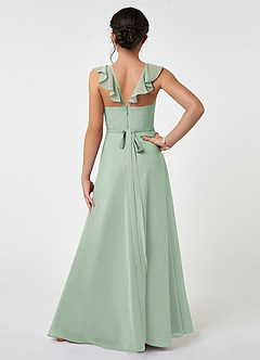 Azazie Emily Junior Agave A-Line Ruched Chiffon Dress image2