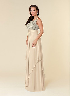 Azazie Xella Abiti per la Madre della Sposa Abito A-Line in Chiffon Pizzo Champagne image7