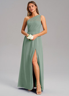 Azazie Phaedra Jurken voor bruidsmeisjes Jurk van Chiffon met A-Lijn One-Shoulder Zilveren Salie image4