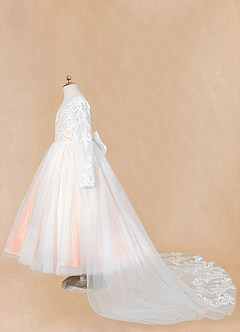 Azazie Elodie Flower Girl Dresses Ivory Sunset Ball-Gown Lace Dress image14