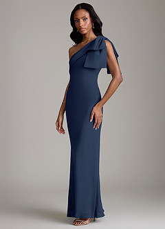 Azazie Yuanna Bridesmaid Dresses Dark Navy Mermaid One Shoulder Chiffon Dress image5