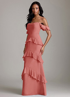 Azazie Chayla Suknie dla druhen Osłona Zza ramienia Szyfon Do ziemi Sukienka image5