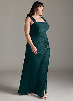 Azazie Jesaphine Bridesmaid Dresses Pine Sheath Bow Stretch Satin Dress image10