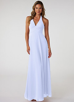 Azazie Tessie Bridesmaid Dresses Lavender A-Line V-Neck Pleated Chiffon Dress image1