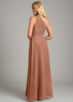 Azazie Phaedra Vestidos de damas de honor Vestido de Bronceador de Gasa de Corte en A con Hombro unilateral image2