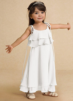 Azazie Temi vestidos de niña de las flores Vestido de Marfil de Gasa de Corte En A con Tirante Espagueti image8
