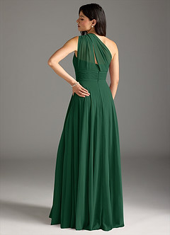 Azazie Charlize Bridesmaid Dresses Dark Green A-Line One Shoulder Chiffon Dress image2