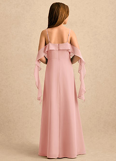 Azazie Ameena Girls Formal Robe Demoiselle D'honneur Fillette Robe Trapèze en Mousseline de soie Drapé Rosette image2