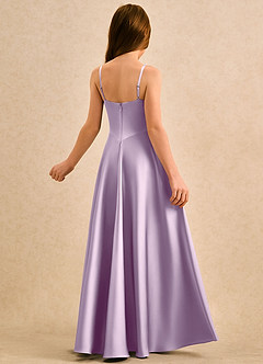 Azazie Coconut Girls Formal Sukienki dla dziewczynek sypiących kwiaty Linia A Pofałdowany Satyna elastyczna Długość podłogi Sukienka image2