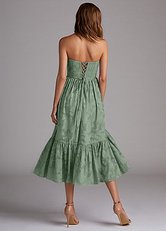 Azazie Delphina Bridesmaid Dresses Matcha A-Line Strapless Floral Burnout Convertible Dress image3