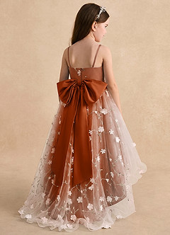 Azazie Celia Flower Girl Dresses Burnt Orange A-Line Spaghetti Strap Tulle Dress image2