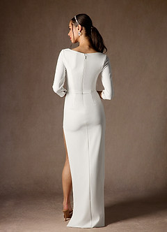 Azazie Khloe At-home Try On Dresses Diamond White Sheath Sweetheart Neckline Stretch Crepe Dress image2