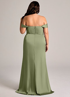 Azazie Johana Bridesmaid Dresses Garden Sage Mermaid Off the Shoulder Stretch Satin Convertible Dress image6