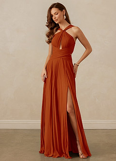 Christian Siriano Bridal for Azazie 1009 Brautjungfernkleider A-Linie Plissee Chiffon Kleid Paprika image8