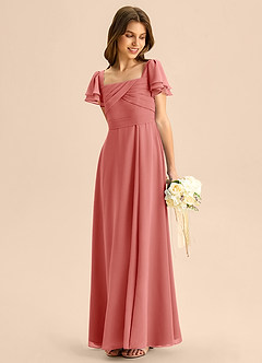 Azazie Azey Junior Antique Rose A-Line Ruched Chiffon Dress image3