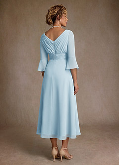 Azazie Aerynne Suknie dla Matki Panny Młodej Linia A Pofałdowany Szyfon Długość herbaty Sukienka image2