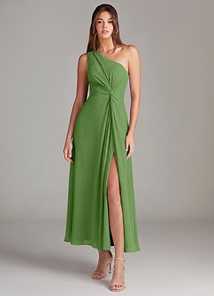 Azazie Brooke Bridesmaid Dresses Basil A-Line One Shoulder Chiffon Dress image1