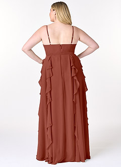 Azazie Peyton Bridesmaid Dresses Auburn A-Line Ruched Chiffon Dress image8
