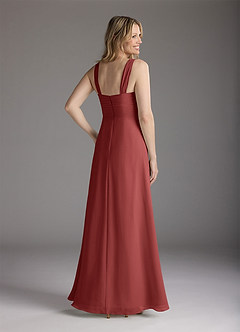 Azazie Weisz Final Sale Agave A-Line Square Neckline Pleated Chiffon Dress image5
