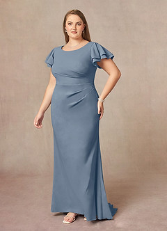 Azazie Peppermint Mother of the Bride Dresses Twilight Mermaid Scoop Ruched Stretch Crepe Dress image8
