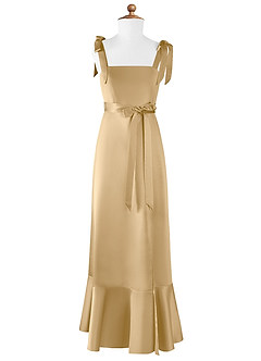 Azazie Barbara Junior Gold A-Line Bow Matte Satin Dress image6